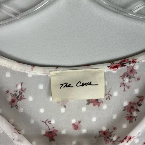 The Cove Boutique White Floral Polka Dot Chiffon Balloon Sleeve Blouse - Picture 5 of 7